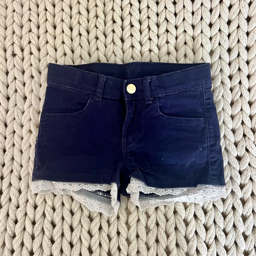 H&M Navy Blue Kids Shorts with Lace Trim